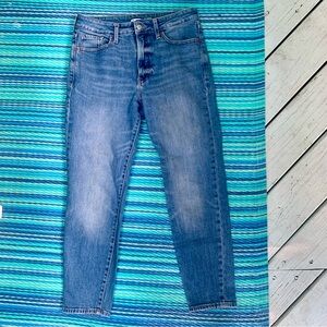 High rise blue denim jeans
